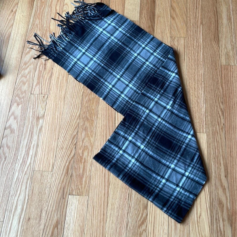 Cashmere look scarf, gray, white, black, made to look and feel like cashmere